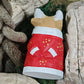 Hand Carved Wooden Reindeer Figurine, Red & Beige Holiday Robe, 8cm - Preful Good